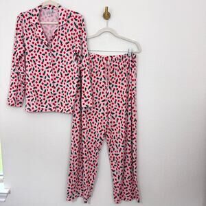 Hanna Andersson Womens Pajama Sleep Set Size L Holiday HannaSoft Christmas Pink